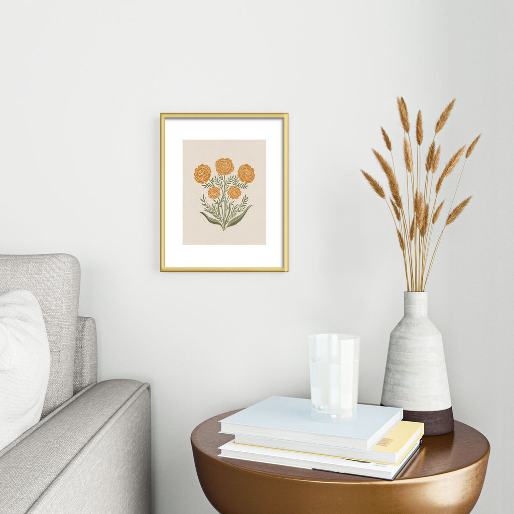 Marigold Block Print Framed Art Print Gallery Image 2