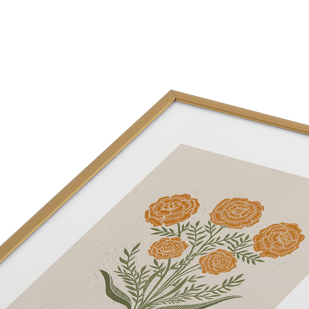 Marigold Block Print Framed Art Print Gallery Image 3