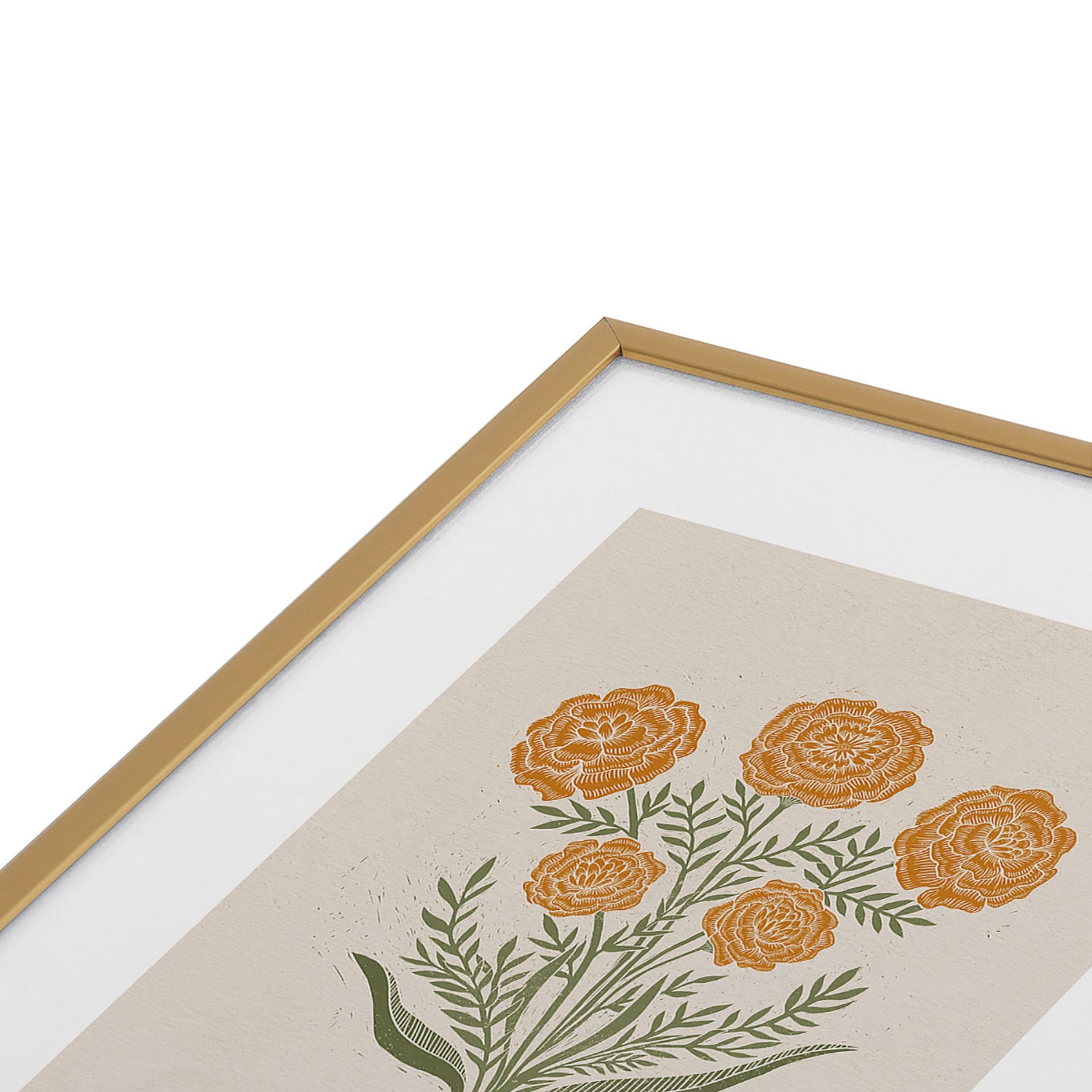 Marigold Block Print Framed Art Print Gallery Image 3