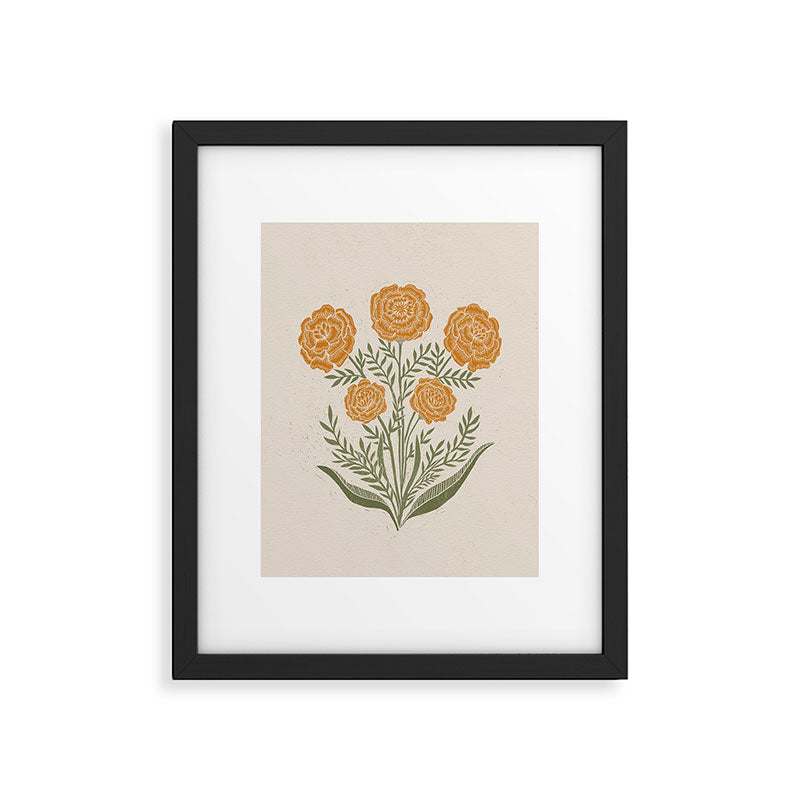 Marigold Block Print Framed Art Print Gallery Image 4