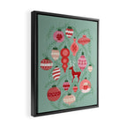 Mid-Century Ornaments in Red and Mint Framed Canvas Print Gallery Image 2