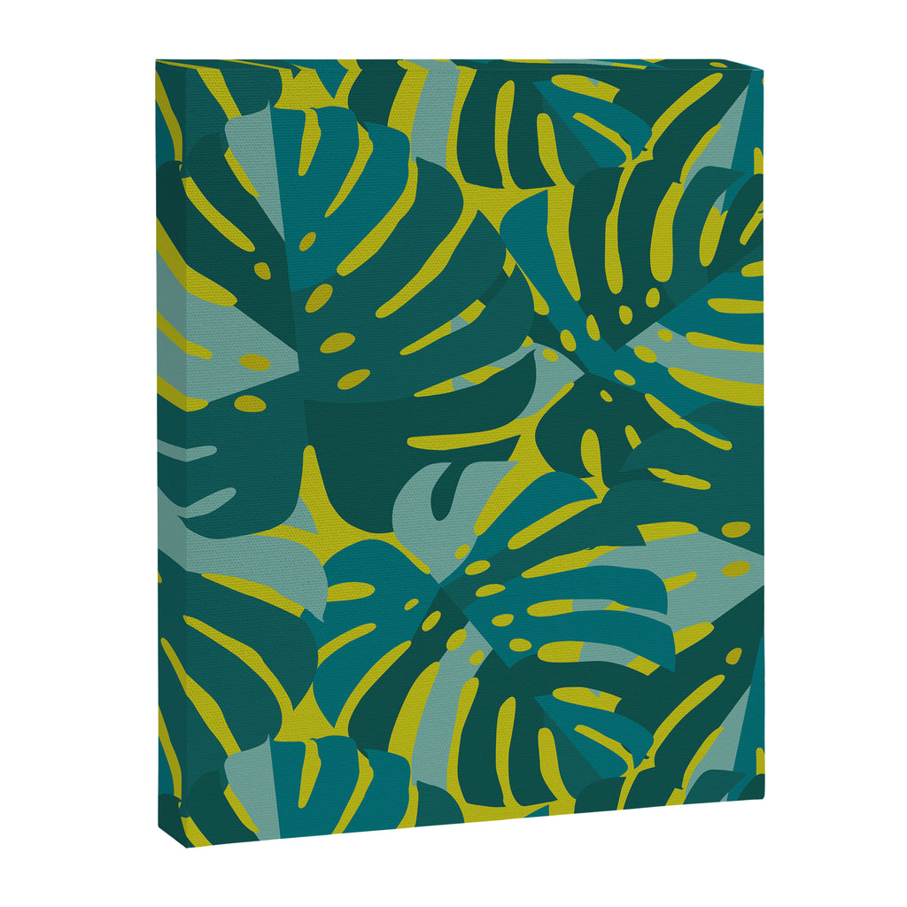 Monstera Leaves in Teal Canvas Print Gallery Image 6