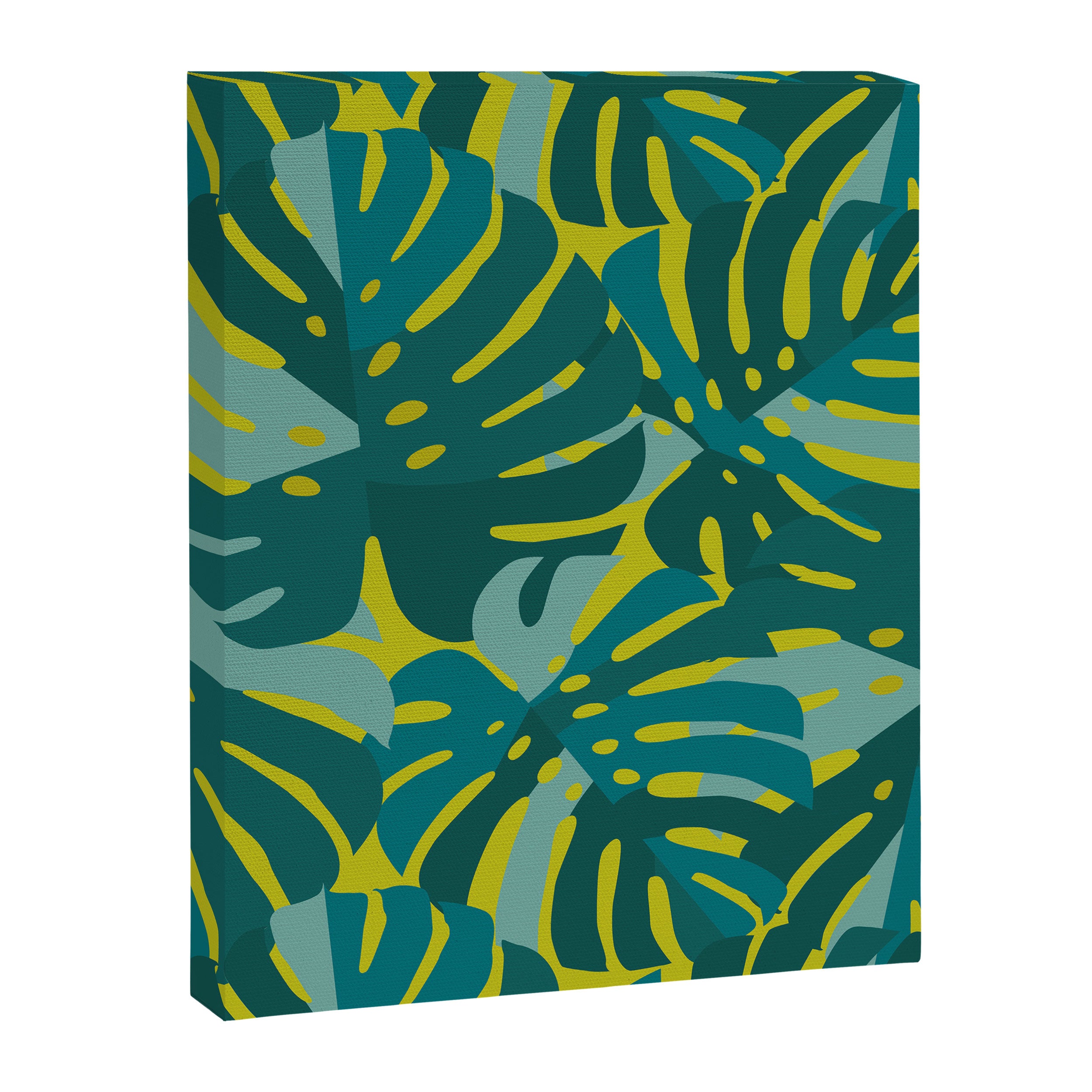 Monstera Leaves in Teal Canvas Print Gallery Image 6