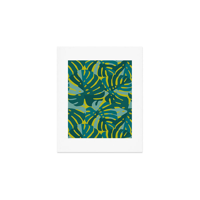 Monstera Leaves in Teal Art Print Gallery Image 1
