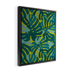Monstera Leaves in Teal Framed Canvas Print Gallery Image 2
