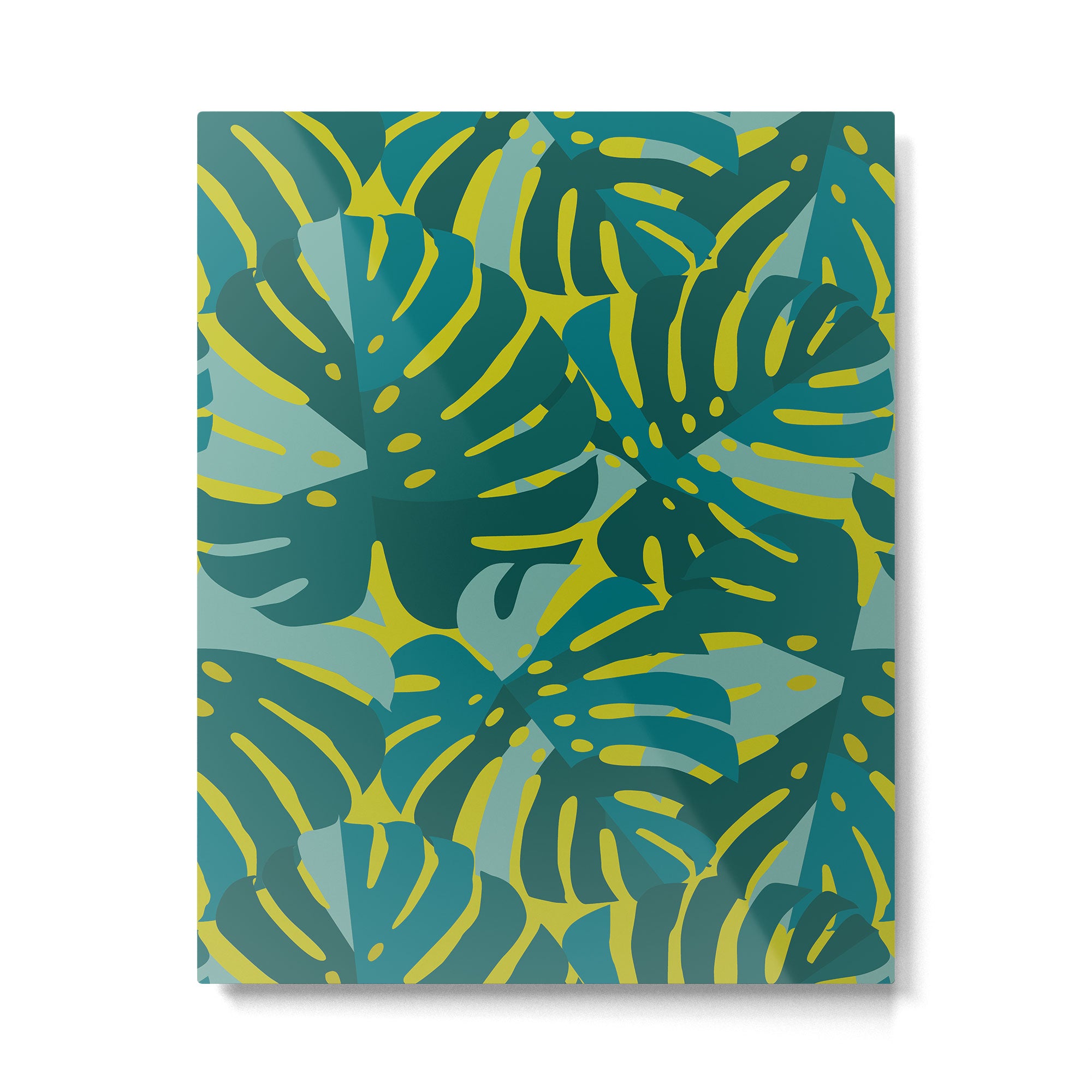 Monstera Leaves in Teal Metal Print Gallery Image 4