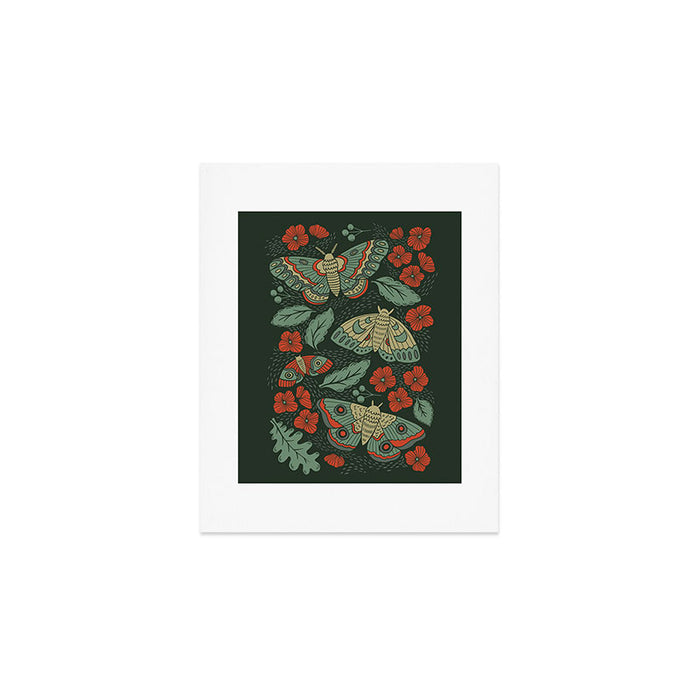 Moths in Emerald Twilight Art Print Gallery Image 1