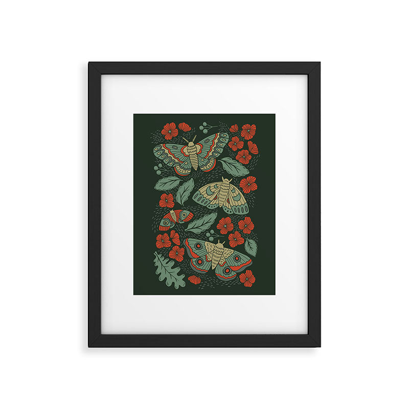 Moths in Emerald Twilight Framed Art Print Gallery Image 6