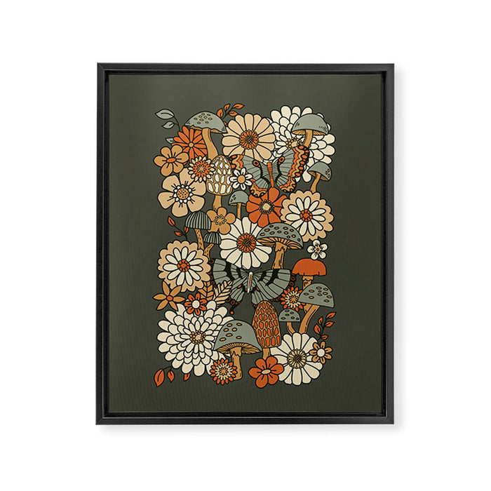 Mushroom Butterfly Garden Framed Canvas Print Gallery Image 1