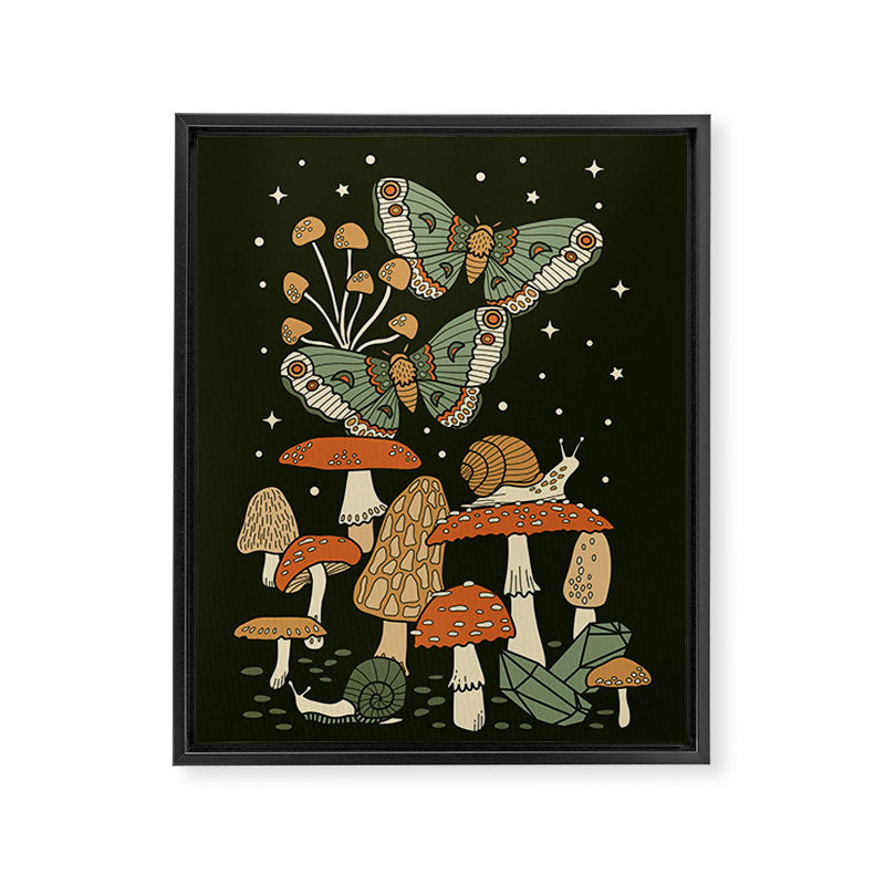 Mushroom Garden Winter Night Framed Canvas Print Gallery Image 8