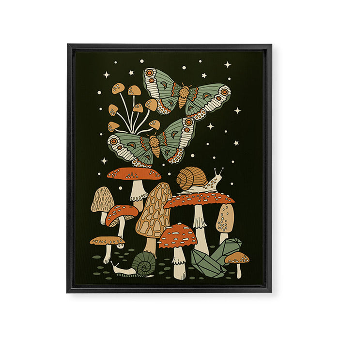 Mushroom Garden Winter Night Framed Canvas Print Gallery Image 1
