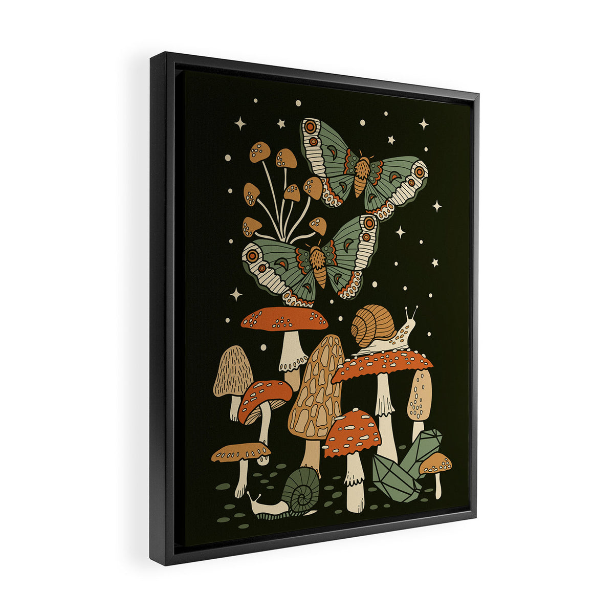Mushroom Garden Winter Night Framed Canvas Print Gallery Image 2