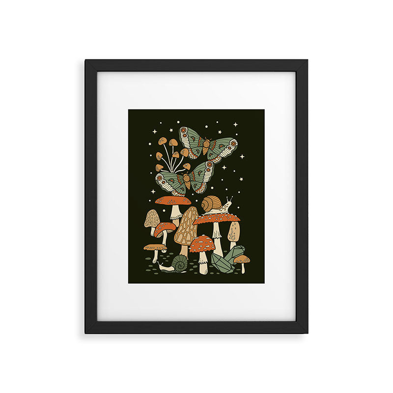 Mushroom Garden Winter Night Framed Art Print Gallery Image 4
