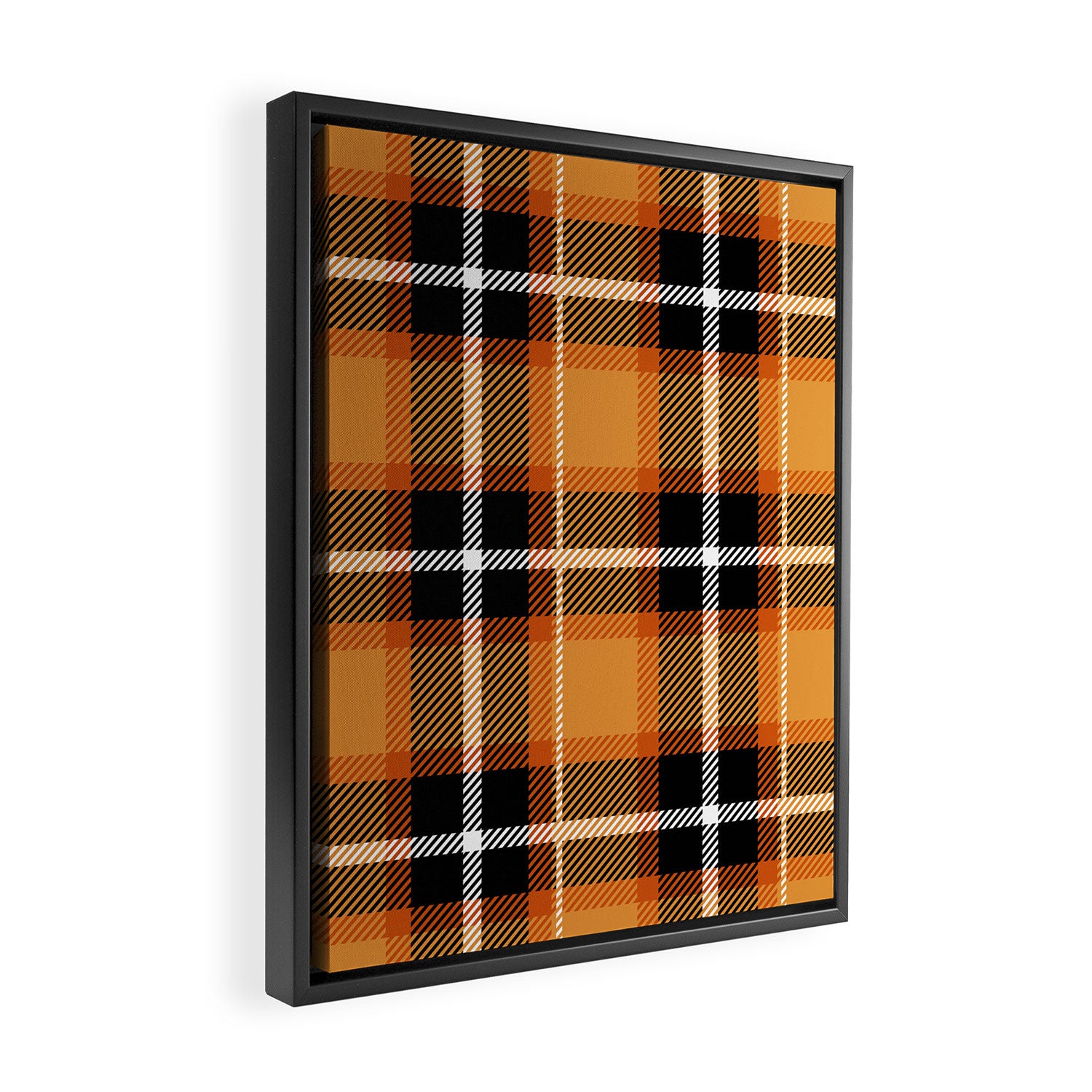 Orange + Black Plaid Framed Canvas Print Gallery Image 2