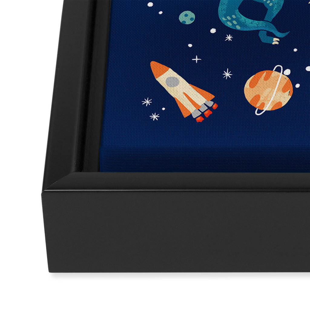 Painted Space Dinosaurs Framed Canvas Print Gallery Image 3