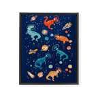 Painted Space Dinosaurs Framed Canvas Print Gallery Image 6