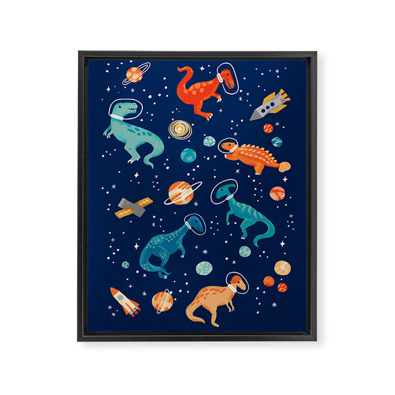 Painted Space Dinosaurs Framed Canvas Print Gallery Image 6