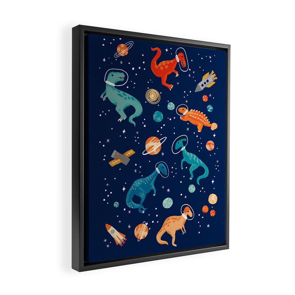 Painted Space Dinosaurs Framed Canvas Print Gallery Image 2