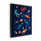 Painted Space Dinosaurs Framed Canvas Print Gallery Image 2
