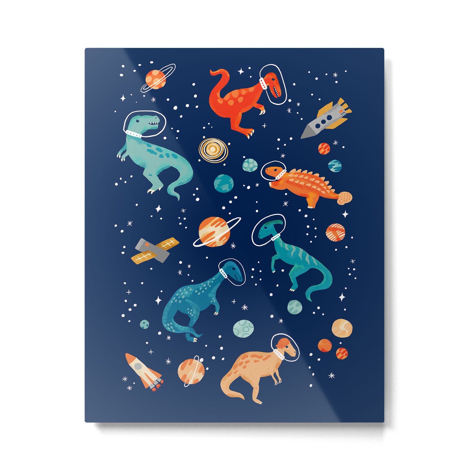 Painted Space Dinosaurs Metal Print Gallery Image 4