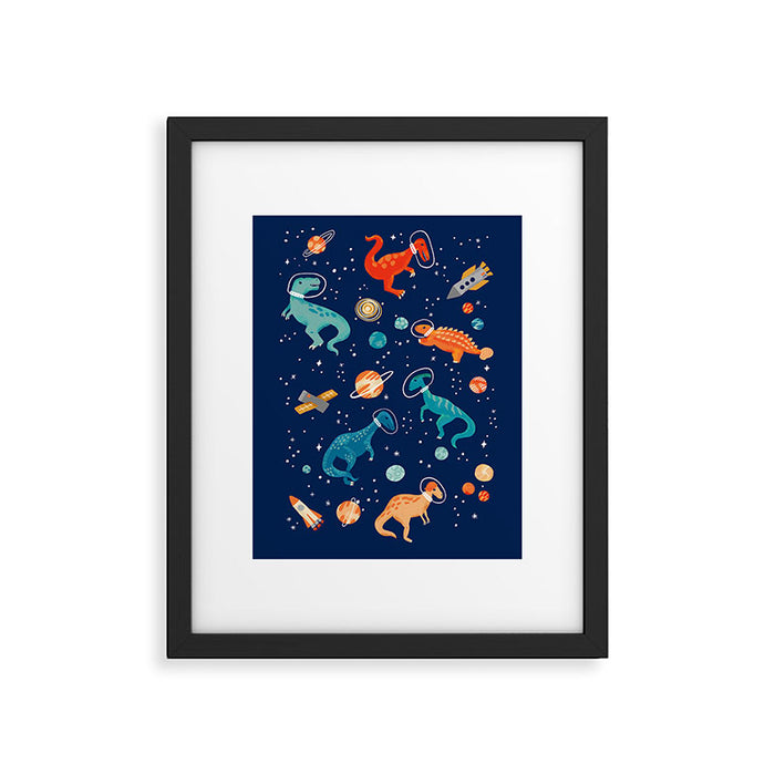 Painted Space Dinosaurs Framed Art Print Gallery Image 1