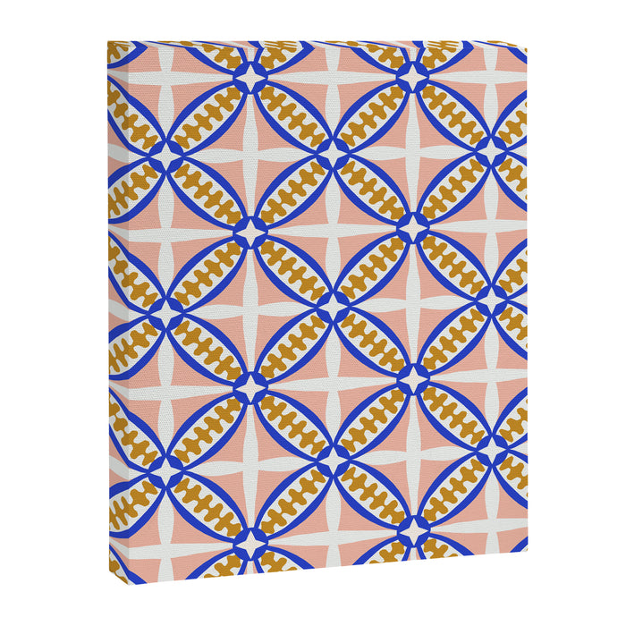 Palm Springs Orchid Tile - Pink and Cobalt Canvas Print Gallery Image 1