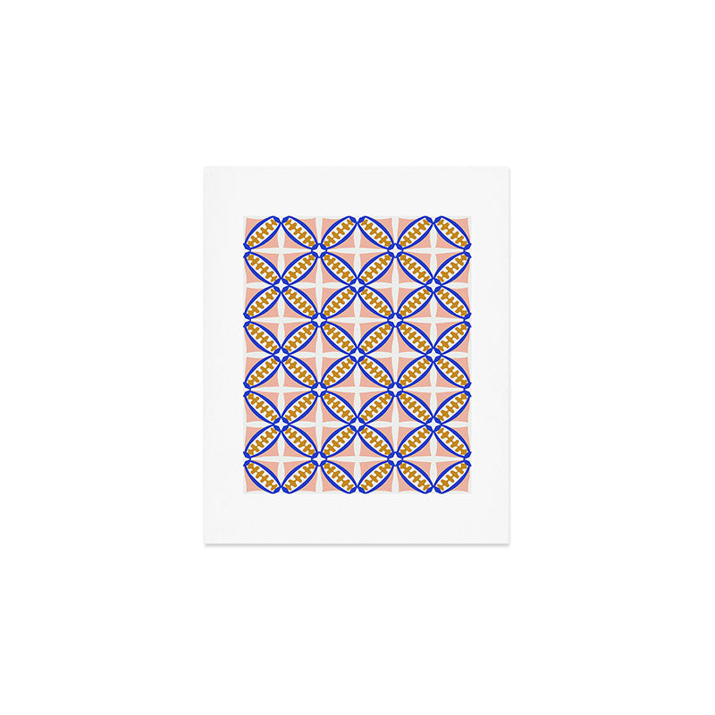 Palm Springs Orchid Tile - Pink and Cobalt Art Print Gallery Image 1