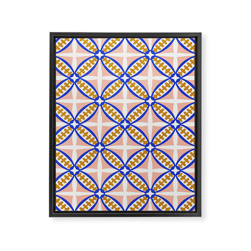 Palm Springs Orchid Tile - Pink and Cobalt Framed Canvas Print Gallery Image 8