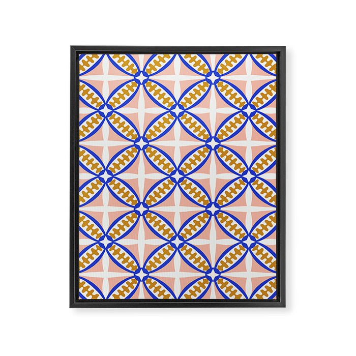 Palm Springs Orchid Tile - Pink and Cobalt Framed Canvas Print Gallery Image 1