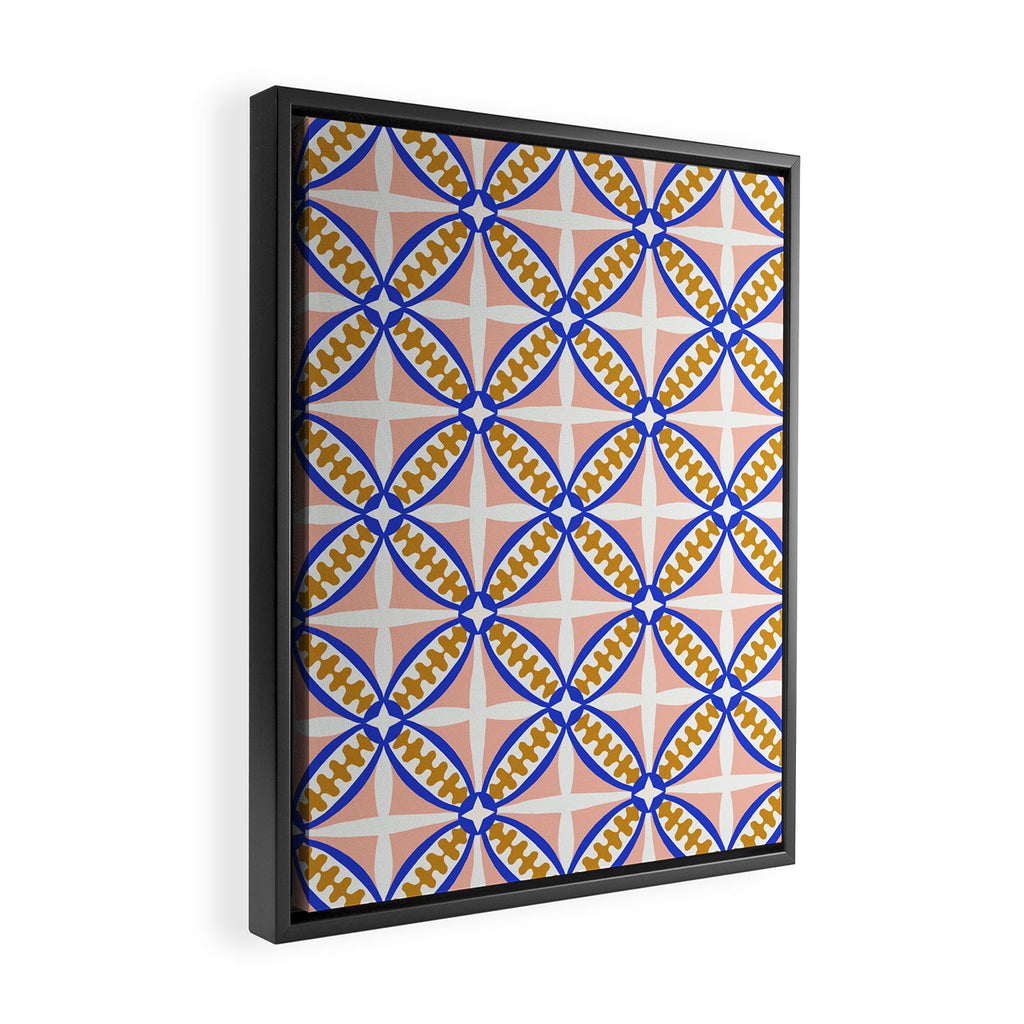 Palm Springs Orchid Tile - Pink and Cobalt Framed Canvas Print Gallery Image 2