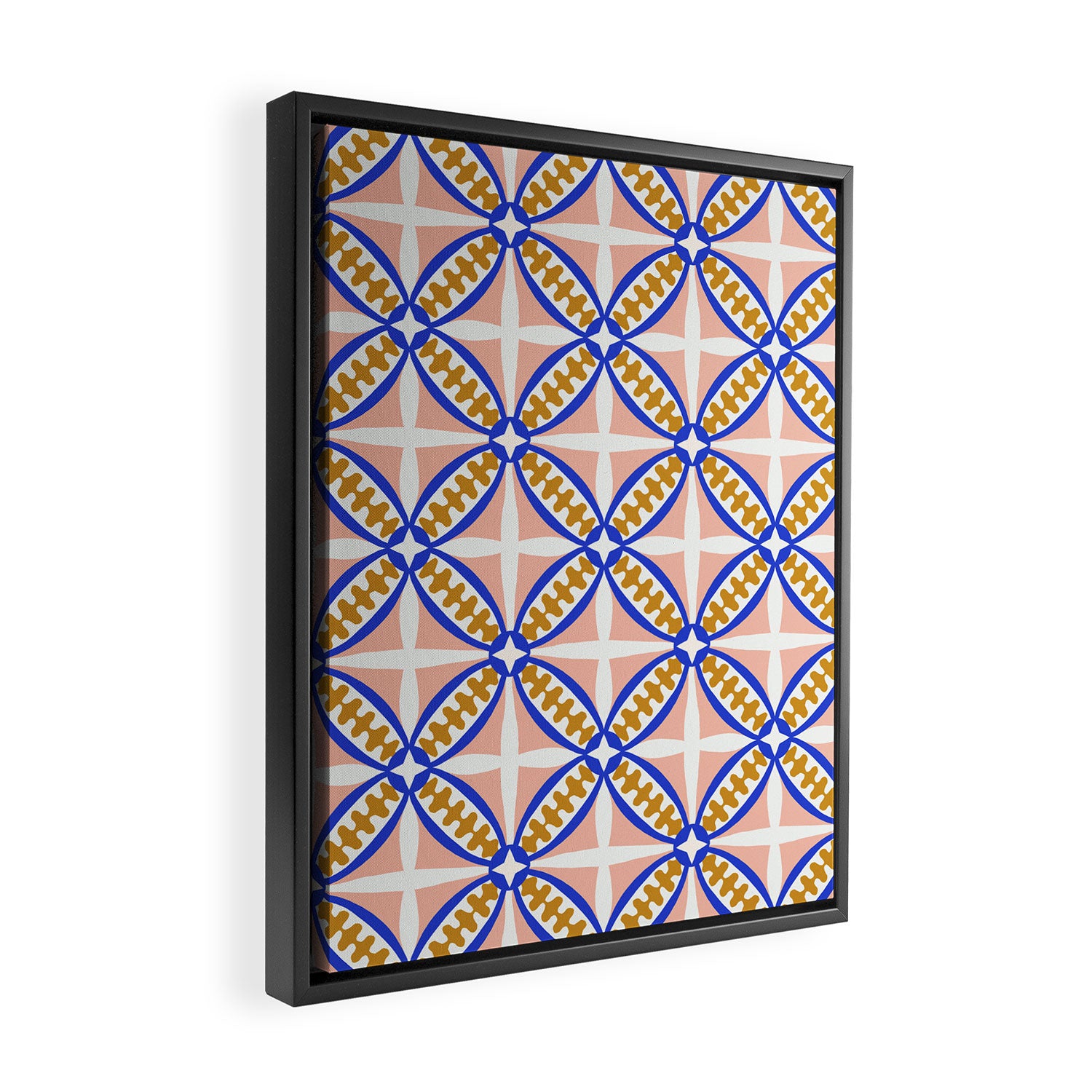 Palm Springs Orchid Tile - Pink and Cobalt Framed Canvas Print Gallery Image 2