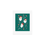 Peppermint Santas on Vivid Teal Art Print Gallery Image 1