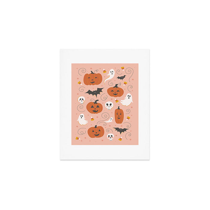 Pumpkin Party on Blush Pink Art Print Gallery Image 1