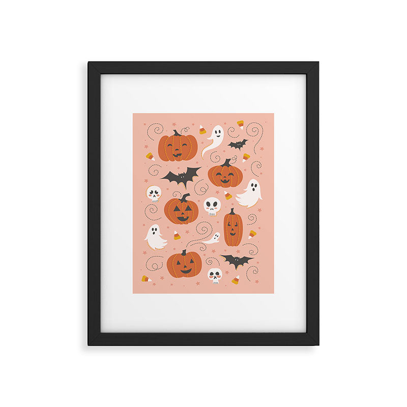 Pumpkin Party on Blush Pink Framed Art Print Gallery Image 4