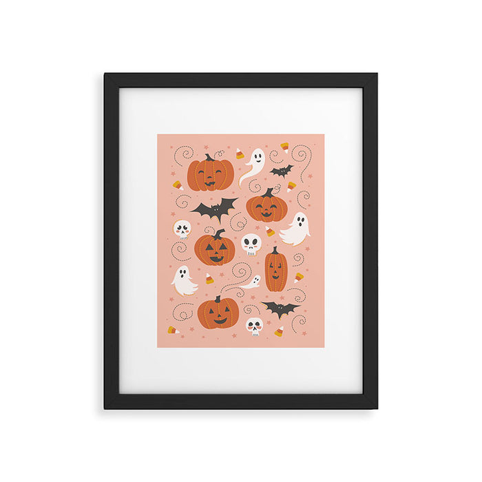 Pumpkin Party on Blush Pink Framed Art Print Gallery Image 1