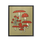 Red Cap Mushrooms on Sage Green Framed Canvas Print Gallery Image 6