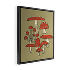 Red Cap Mushrooms on Sage Green Framed Canvas Print Gallery Image 2