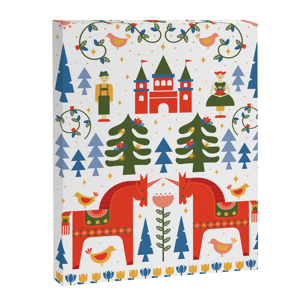 Scandinavian Fairytale - Green + Red Canvas Print Gallery Image 6