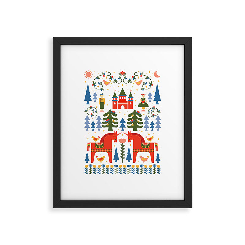 Scandinavian Fairytale - Green + Red Framed Art Print Gallery Image 5