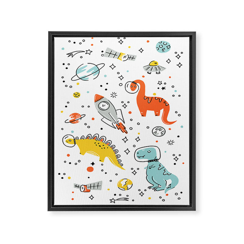 Sketchy Space Dinosaurs Framed Canvas Print Gallery Image 6