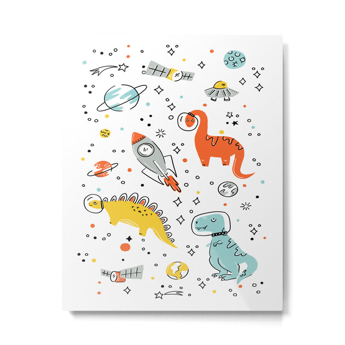 Sketchy Space Dinosaurs Metal Print Gallery Image 1