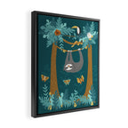 Sloth Hanging in a Teal Forest Framed Canvas Print Gallery Image 2