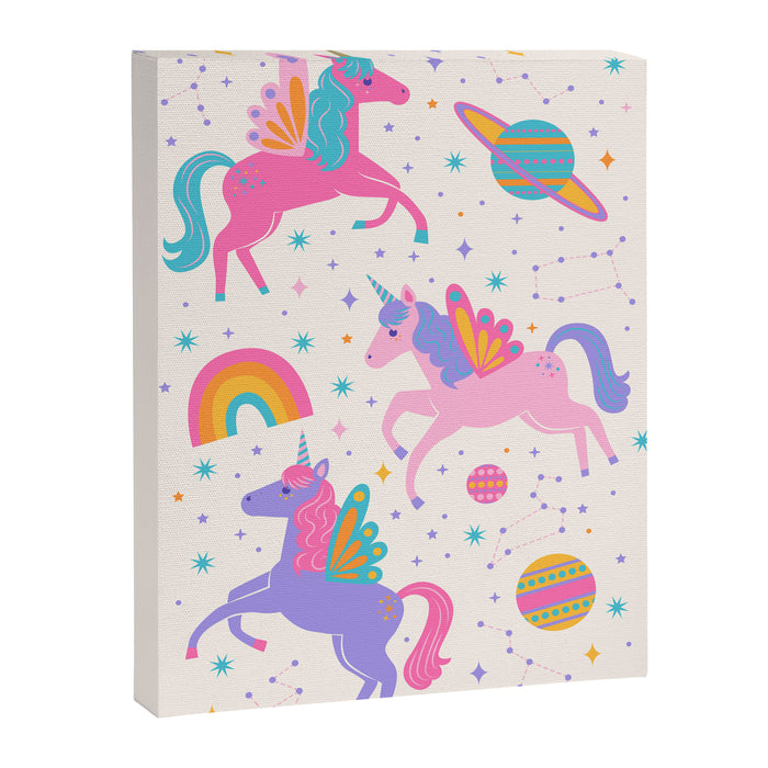 Space Unicorn - Neon Rainbow Canvas Print Gallery Image 1