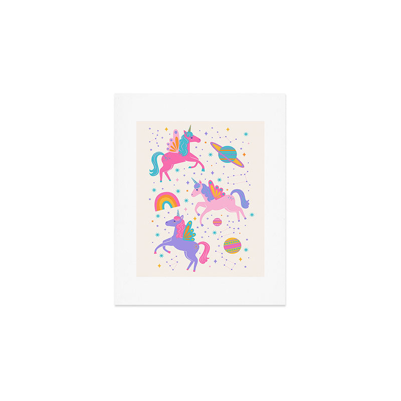 Space Unicorn - Neon Rainbow Art Print Gallery Image 1