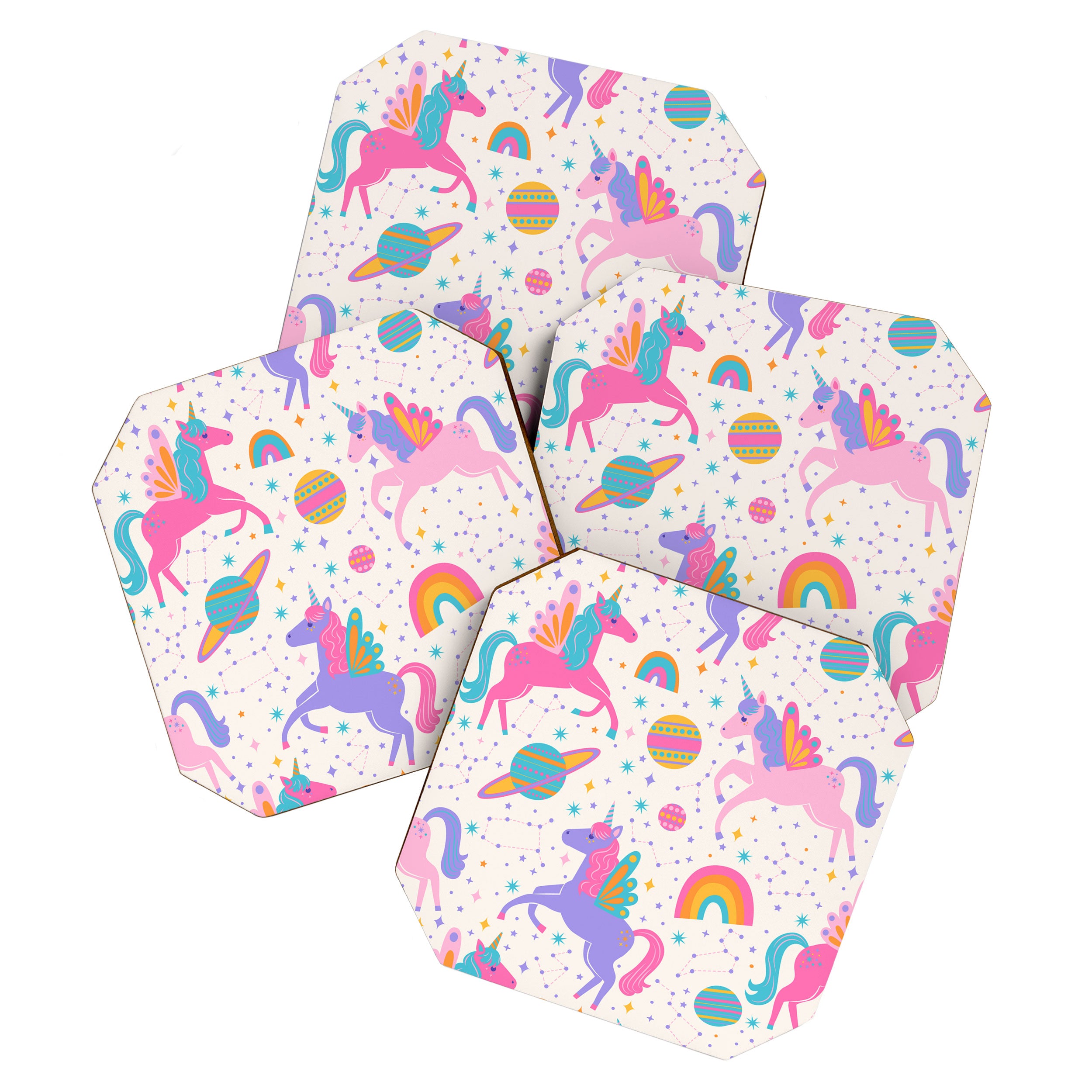 Space Unicorn - Neon Rainbow Coaster Gallery Image 1