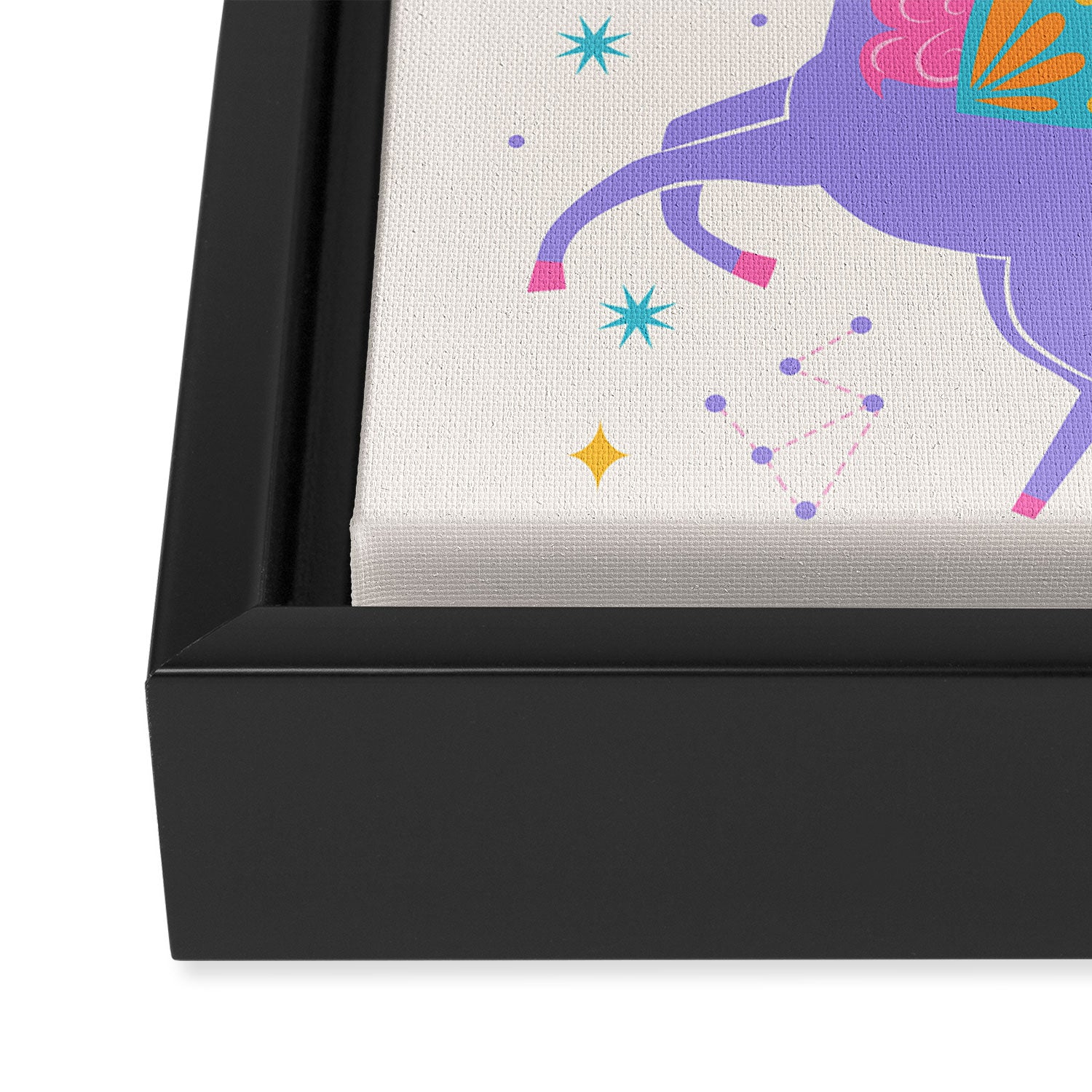 Space Unicorn - Neon Rainbow Framed Canvas Print Gallery Image 3