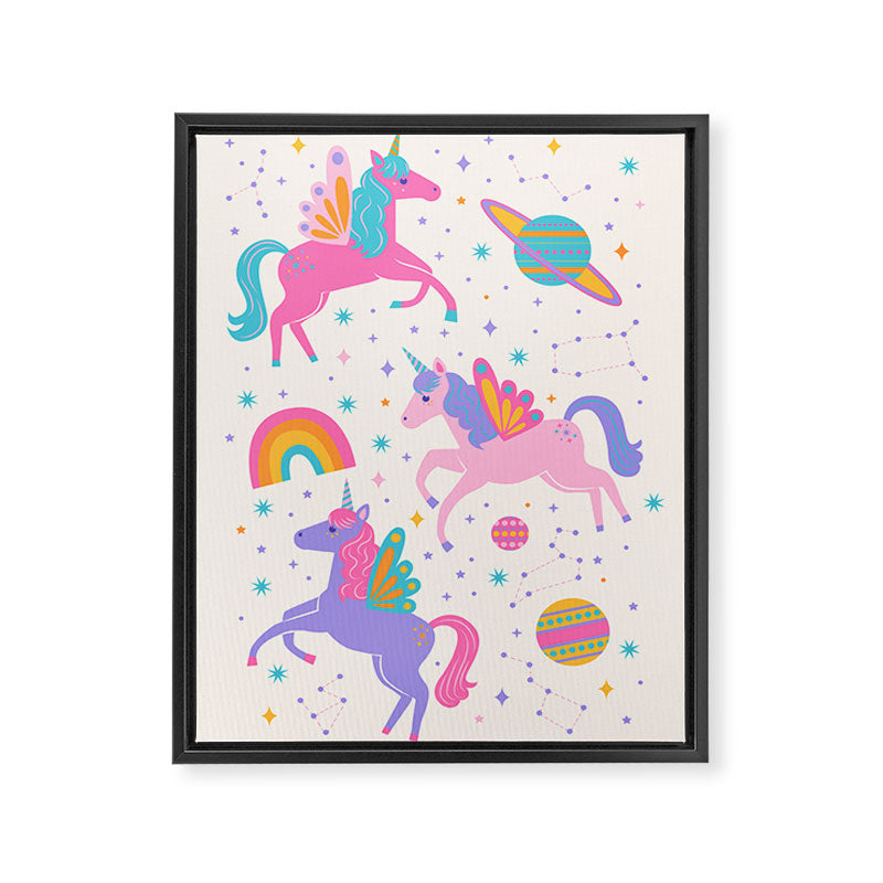 Space Unicorn - Neon Rainbow Framed Canvas Print Gallery Image 8
