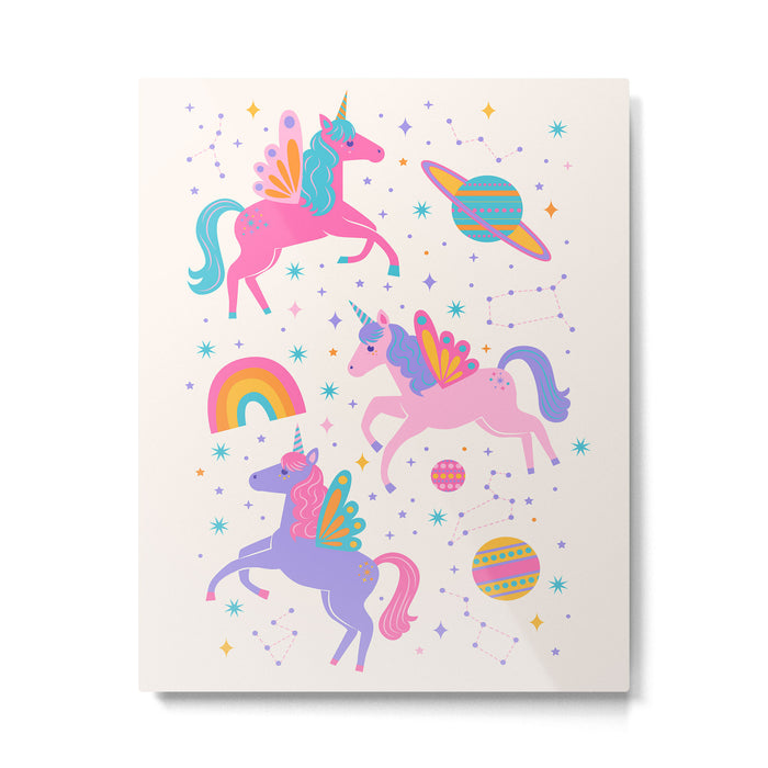 Space Unicorn - Neon Rainbow Metal Print Gallery Image 1