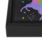 Space Unicorns - Neon Rainbow on Black Framed Canvas Print Gallery Image 3