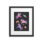 Space Unicorns - Neon Rainbow on Black Framed Art Print Gallery Image 4